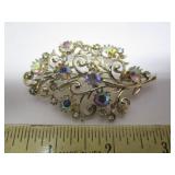 VINTAGE AURORA BOREALIS FLORAL BROOCH