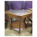 OCTAGONAL END TABLE GLASS TOP