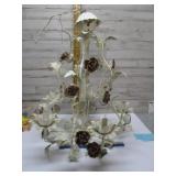 VINTAGE SHABBY CHIC METAL TOLEWARE CHANDELIER