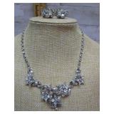 GORGEOUS RHINESTONE NECKLACE & CLIP-ON EARRINGS