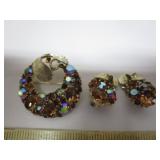 VINTAGE LISHER BROOCH & CLIP-ON EARRINGS