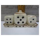 VINTAGE DICE SALT & PEPPER WITH TRAY