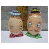 VINTAGE ANTHROPOMORPHIC MR. & MRS. EGG S & P