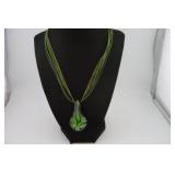 GREEN FLORAL MURANO GLASS NECKLACE