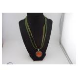 ORANGE FLORAL MURANO GLASS NECKLACE