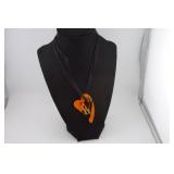 VIBRANT ORANGE HEART MURANO GLASS NECKLACE