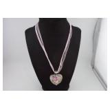 BEAUTIFUL MURANO GLASS FLORAL HEART NECKLACE