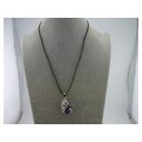 BEAUTIFUL PURPLE STONE & SILVER TONE WRAP PEACOCK