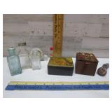 MINIATURE BOTTLES, CLOCK, & TRINKET BOXES