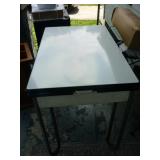 VINTAGE SELLERS ENAMEL TABLE WITH SILVERWARE