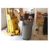 55 GALLON TRASH CAN & TOOLS