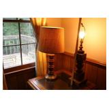 PAIR OF WOODEN LAMP BASES - 1 NEEDS REPAIR