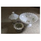MILK GLASS BOWL, FLOWER DISH, & MORE