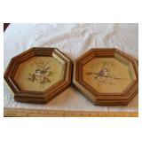 2 OCTAGONAL BIRD PICTURES