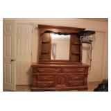 DARK WOOD DRESSER & MIRROR 70 X 18.5 X 79