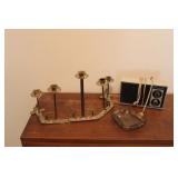 VINTAGE RADIO, ASHTRAY, & CANDLE HOLDER