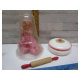 MINIATURE ROLLING PIN, POWDER HOLDER, & DOLL