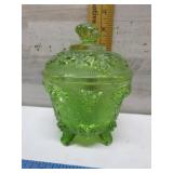 GREEN CANDY DISH JEANETTE GLASS