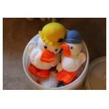 BUCKET OF CROCHETED ITEMS