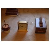 SHOE GROOMER, SEIKO BATTERY CLOCK, & CROCK