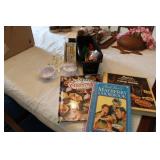 COOKBOOKS, KITCHEN SCALE, & COOKIE CUTTERS