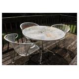 WROUGHT IRON TABLE & 3 CHAIRS