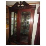 LARGE CHINA CABINET CARVED FLOWER DETAIL