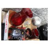 CLOCKS & RED GLASSWARE