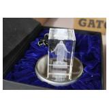 CRYSTAL PAPERWEIGHT & LIGHT BASE