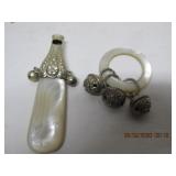STERLING & MOTHER OF PERAL WHISTLE & BABY RATTLE