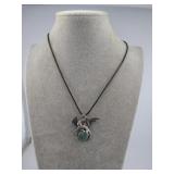 GREEN STONE DRAGON PENDANT & NECKLACE