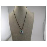 TURQUOISE COLOR STONE BUTTERFLY PENDANT NECKLACE