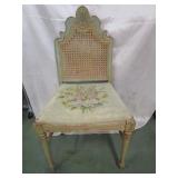 PRIMITIVE CHAIR W/ CROSS-STITCH