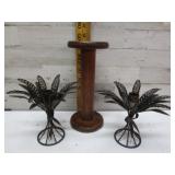 VINTAGE SPINDLE + CANDLESTICKS
