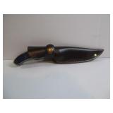 FIXED BLADE HUNTING KNIFE WITH LEATHER SHEATH ï¿½