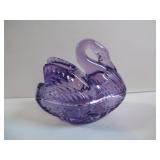 PURPLE GLASS SWAN COVERED DISH ï¿½ PRESSED GLASS