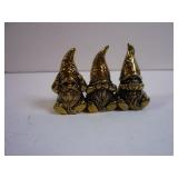 BRASS MINIATURE GNOMES HEAR, SPEAK, SEE, NO EVIL