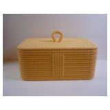 WICKER STYLE RECTANGULAR STORAGE BASKET WITH LID