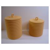 ROPE WICKER STYLE ROUND STORAGE CONTAINERS WITH