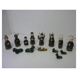 MID CENTURY HANDPAINTED FOLK ART NATIVITY SET