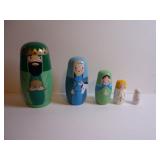5 PC WOODEN CHRISTMAS NATIVITY SCENE NESTING