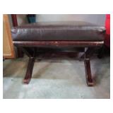 Furniture; nice leather brown foot stool; pick up