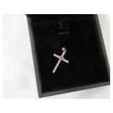 Genuine .925 Silver Cross w/ Gold Heart Pendant