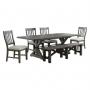 Sunset Trading Gray Trestle 6 Piece Dining Set wi"