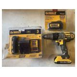 DeWalt Drill 20v 3 Batteries & Charger-works great