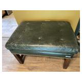 Leather Tufted Black Ottoman