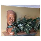 Very Ornate Wood Carving & Faux Plant