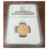 1886 $5 Gold Coin MS62