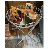 Mirror Top Table/Stand & items on it