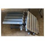 4 Small Folding Wood Tables & Basket